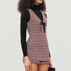 Maje Red Iroma Tweed One PIece Bow Romper sz 36 34 XS 2